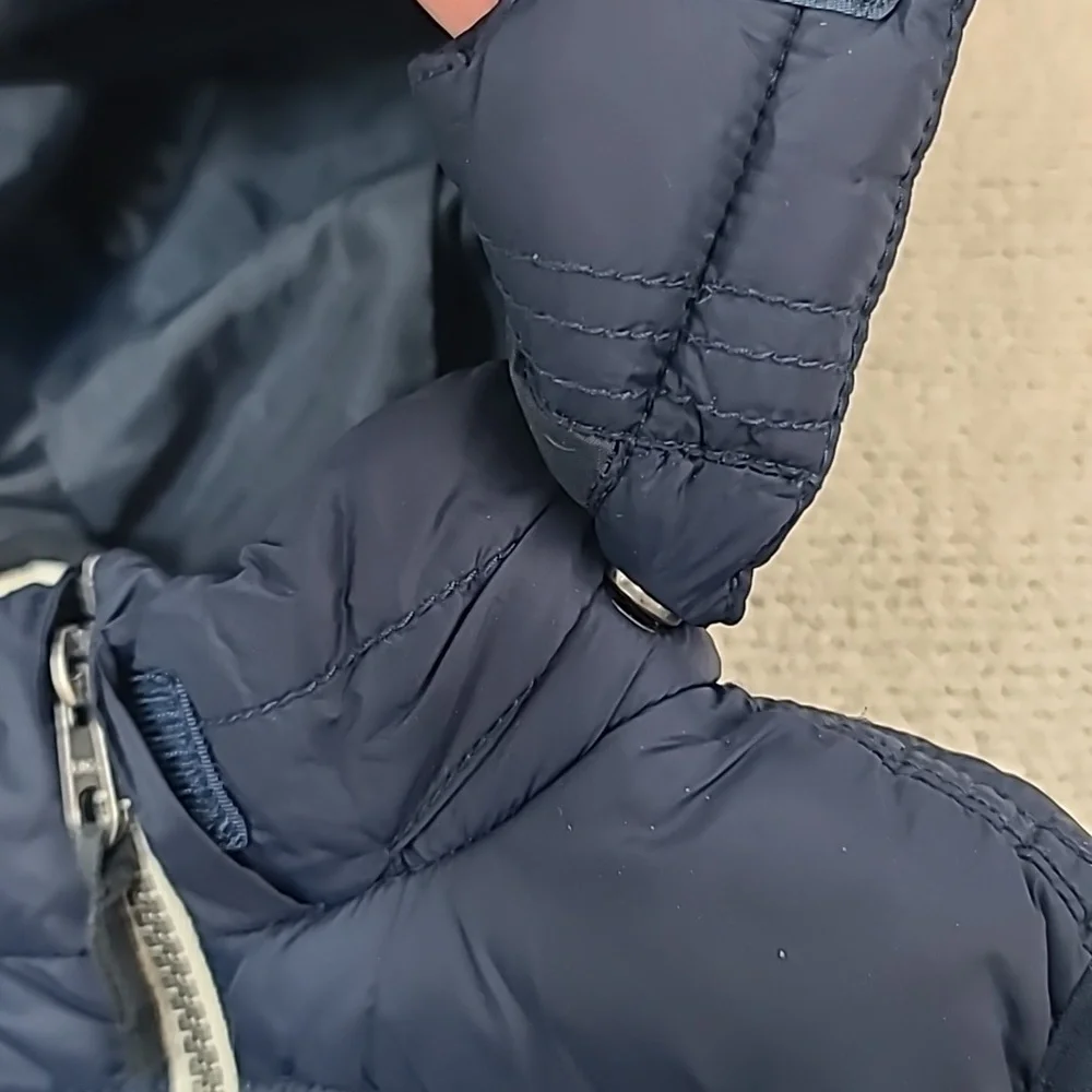 H & M L.O.G.G. Kids Hooded Zip Up Quilted Puffer Fleece Lined Vest/Jacket Navy